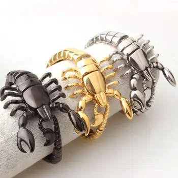Vysoce Kvalitní Zlatá Barva/Černá Barva Nerezové Oceli Scorpion Model Náramky Biker Muži Cool Manžetové Náramky Šperky 8.26
