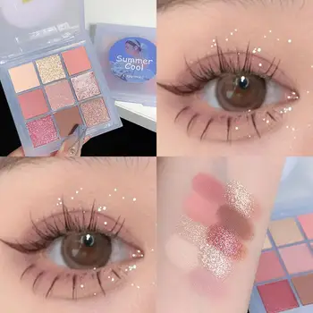 9 Barvy Perleťové Oční Stíny Paleta Matný Lesk Oční Stíny Vodotěsné Korejský Make-Up, Kosmetika Sakura Flitry Oční Pigmenty